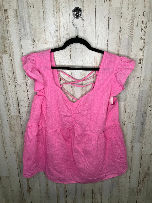 Deal Dash Pink Top Short Sleeve Andree By Unit, Size 2x