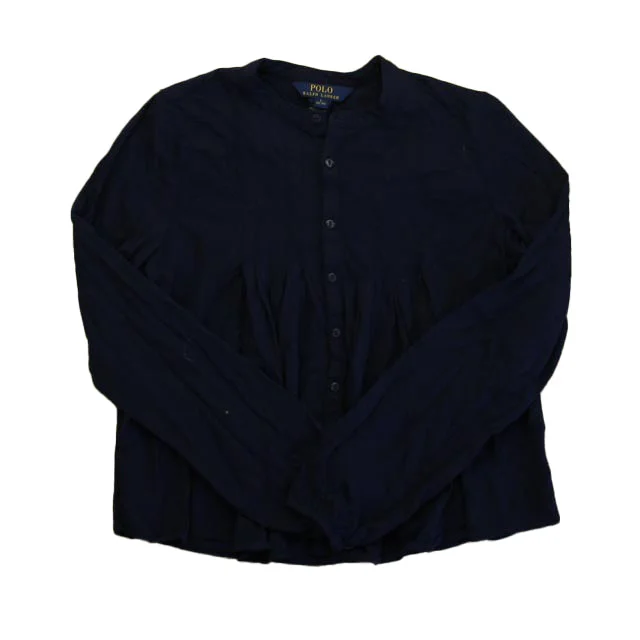 Extra Savings Ralph Lauren Girls Navy Long Sleeve Shirt