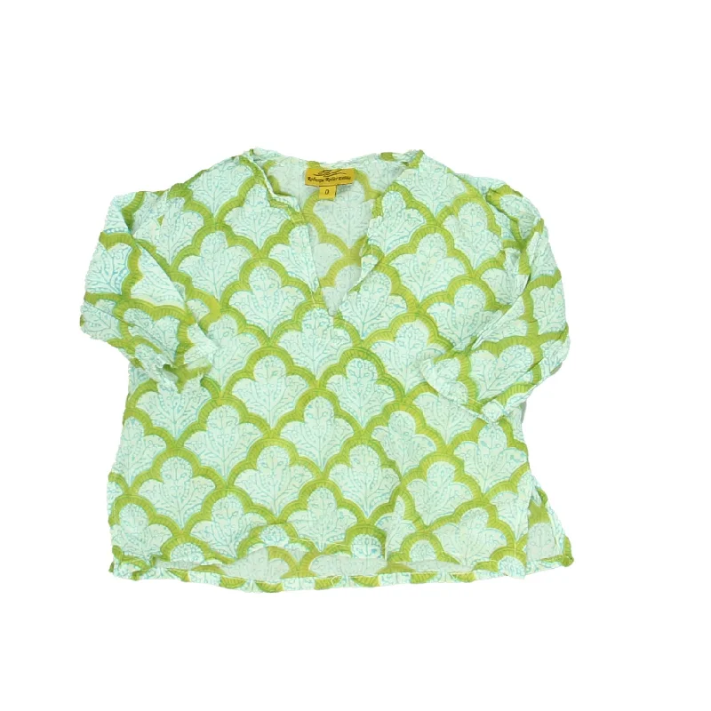 Final Clearance Roberta Roller Rabbit Girls Green | Blue | Pattern Long Sleeve Shirt