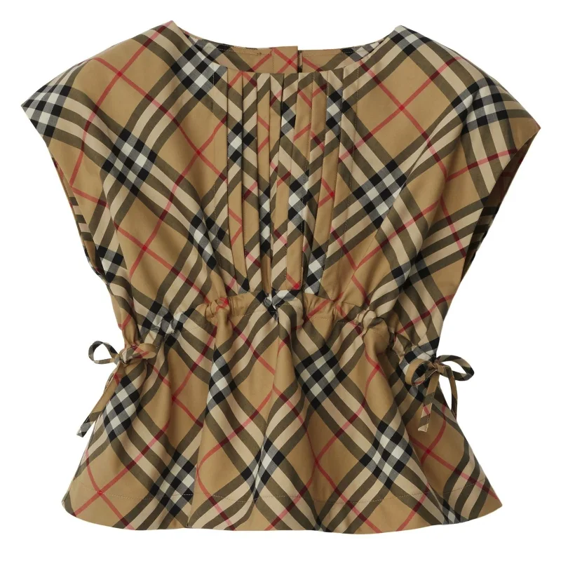 Fantastic Offers Vintage Check Pintuck Sleeveless Blouse