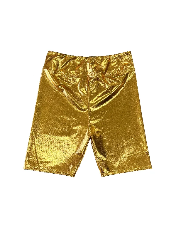 Adult Metallic Biker Shorts - Gold