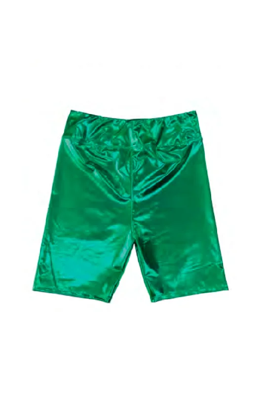 Adult Metallic Biker Shorts - Green