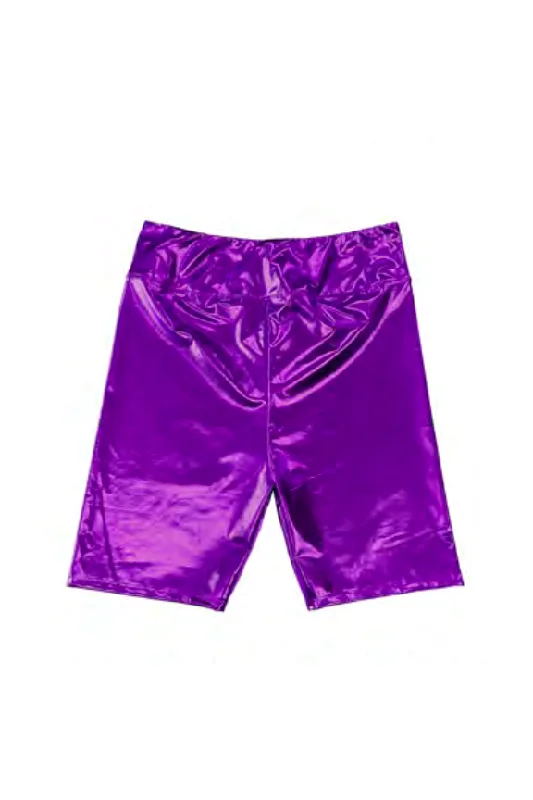 Adult Metallic Biker Shorts - Purple