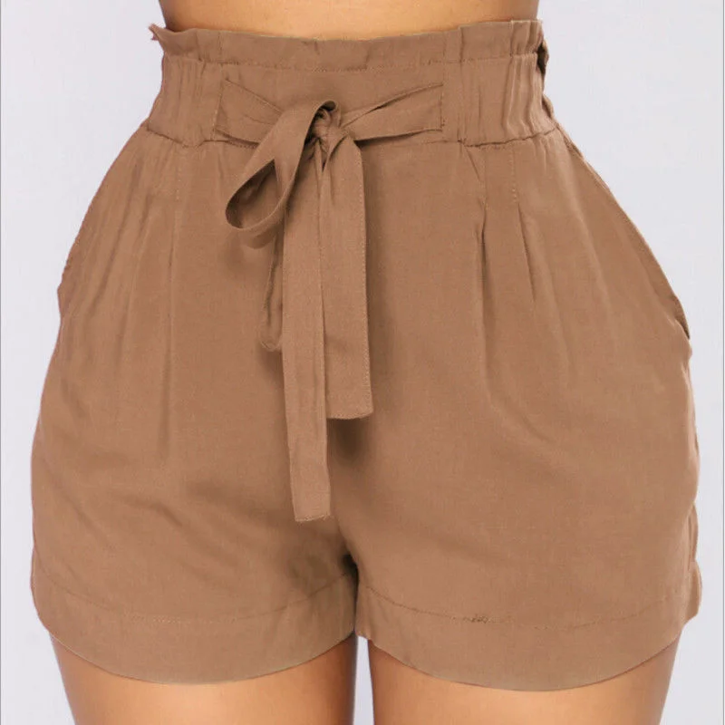 Belted Elastic High Waist Pleated Shorts (3 colors)