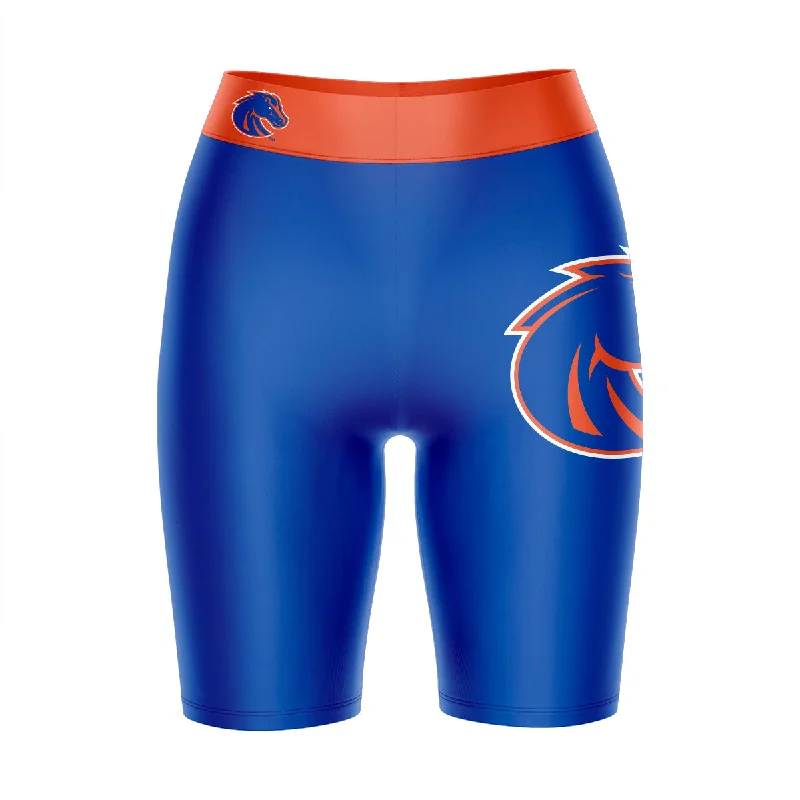 Instant Discount Boise State Broncos Game Day Logo on Thigh and Waistband Blue and Orange Womens Bike Shorts by Vive La Fete Instant Discount Boise State Broncos Game Day Logo on Thigh and Waistband Blue and Orange Womens Bike Shorts by Vive La Fete