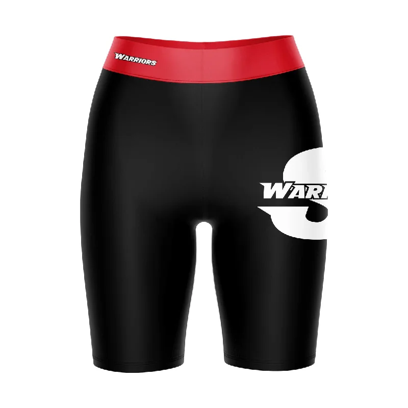 Best Bargains Cal State Stanislaus Warriors CSUSTAN Logo on Thigh and Waistband Black and Red Womens Bike Shorts by Vive La Fete Best Bargains Cal State Stanislaus Warriors CSUSTAN Logo on Thigh and Waistband Black and Red Womens Bike Shorts by Vive La Fete