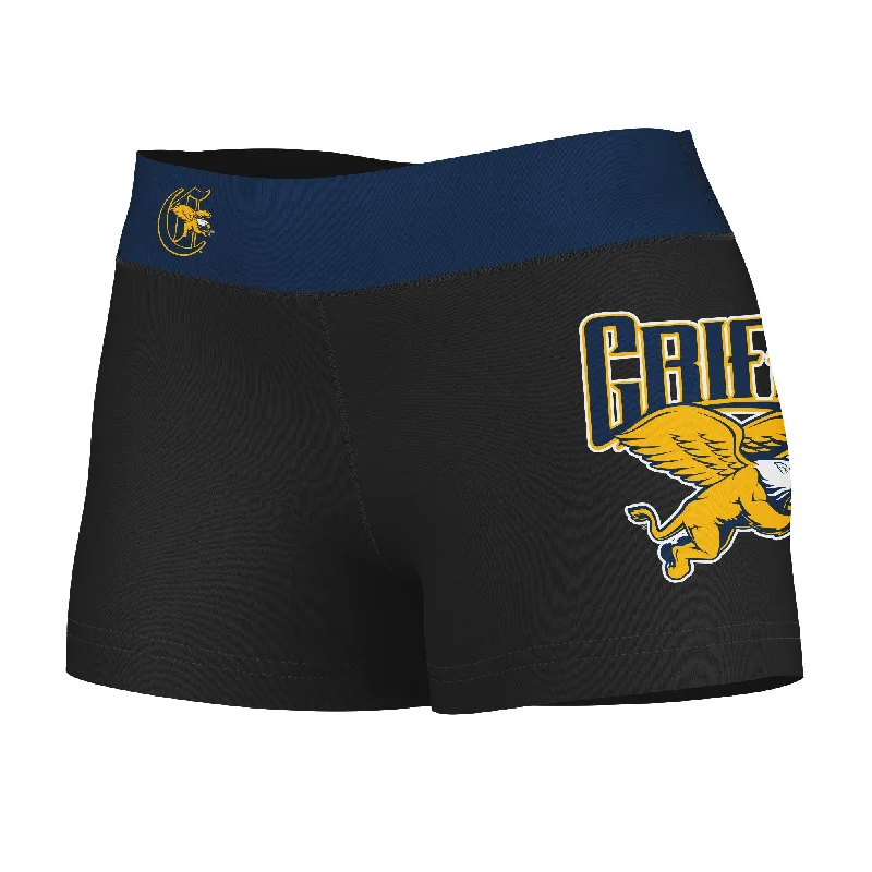 Price Blitz Canisius College Golden Griffins Logo on Thigh & Waistband Black & Blue Womens Yoga Booty Workout Shorts by Vive La Fete Price Blitz Canisius College Golden Griffins Logo on Thigh & Waistband Black & Blue Womens Yoga Booty Workout Shorts by Vive La Fete