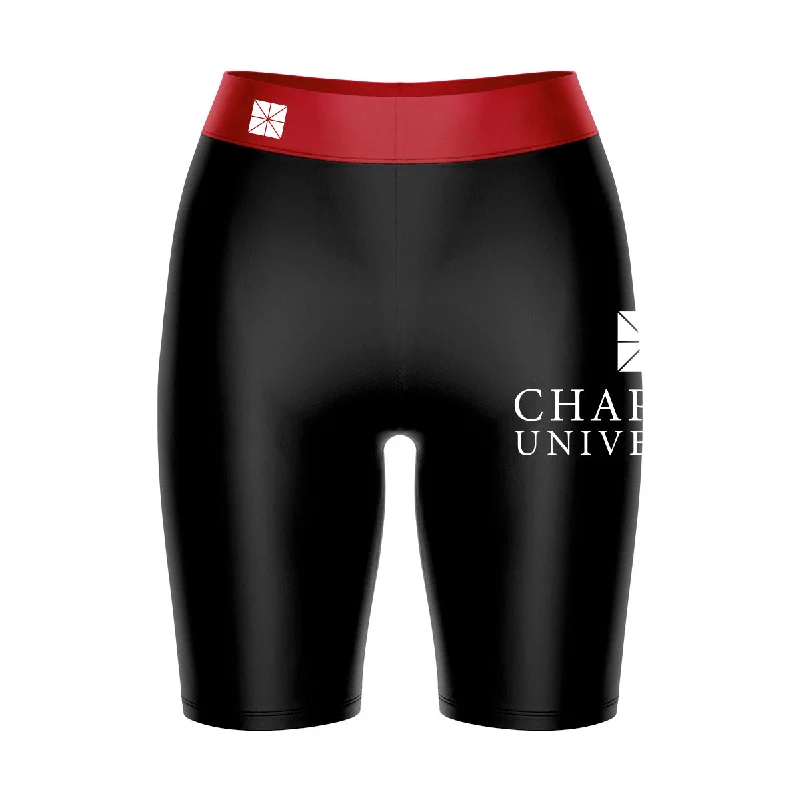 Early Access Chapman University Panthers Game Day Logo on Thigh & Waistband Black and Red Womens Bike Shorts by Vive La Fete Early Access Chapman University Panthers Game Day Logo on Thigh & Waistband Black and Red Womens Bike Shorts by Vive La Fete