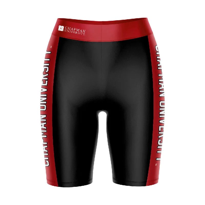 One-DAY Sale Chapman University Panthers Game Day Logo on Waistband and Red Stripes Black Womens Bike Shorts by Vive La Fete One-DAY Sale Chapman University Panthers Game Day Logo on Waistband and Red Stripes Black Womens Bike Shorts by Vive La Fete