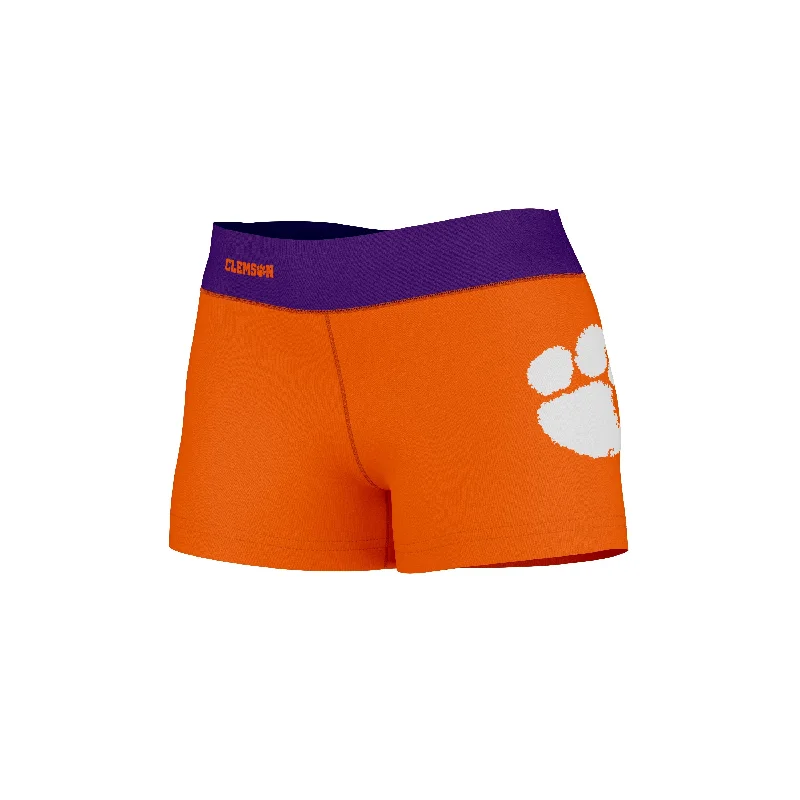 Today’s Special Clemson Tigers Logo on Thigh and Waistband Orange & Purple Womens Yoga Booty Workout Shorts by Vive La Fete Today’s Special Clemson Tigers Logo on Thigh and Waistband Orange & Purple Womens Yoga Booty Workout Shorts by Vive La Fete