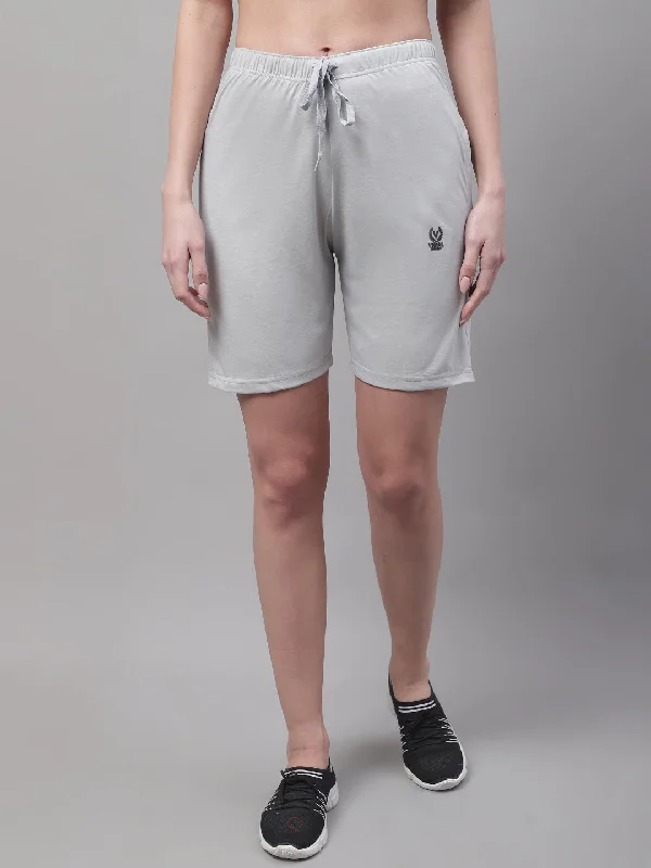 Vimal Jonney Light Grey Regular fit Cotton Shorts for Women