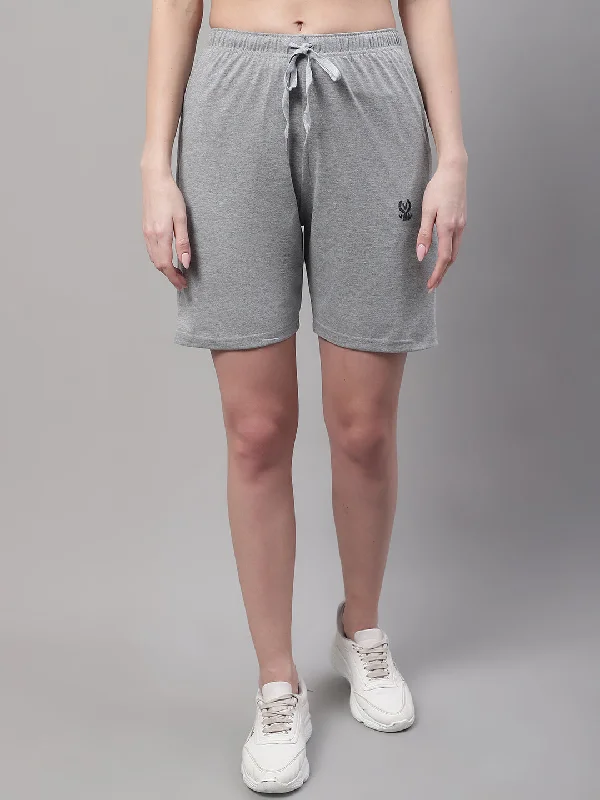 Vimal Jonney Grey Melange Regular fit Cotton Shorts for Women