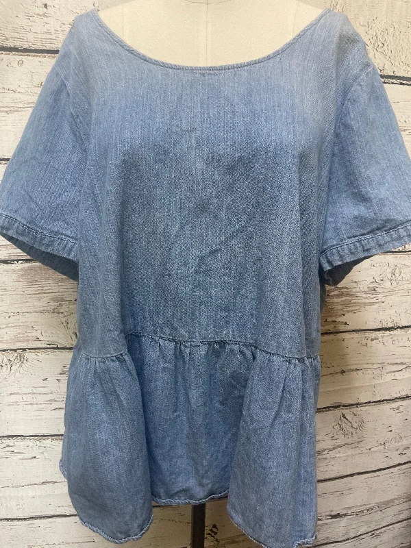 Closeout Sale Denim Top Short Sleeve Lane Bryant O, Size 3x