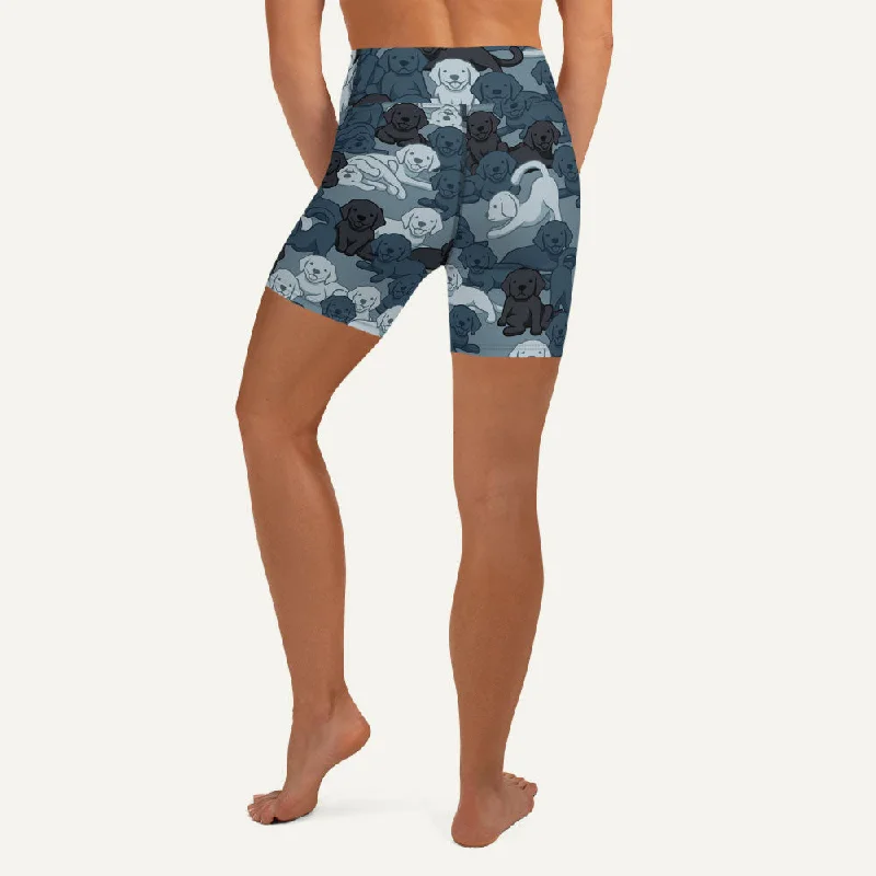 Dogs Camouflage Navy High-Waisted Shorts