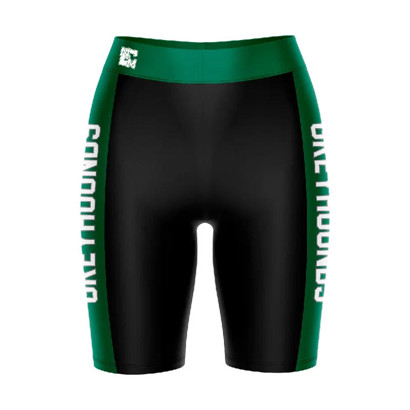 Crazy Deals Eastern New Mexico Greyhounds Game Day Logo on Waistband and Green Stripes Black Womens Bike Shorts by Vive La Fete Crazy Deals Eastern New Mexico Greyhounds Game Day Logo on Waistband and Green Stripes Black Womens Bike Shorts by Vive La Fete