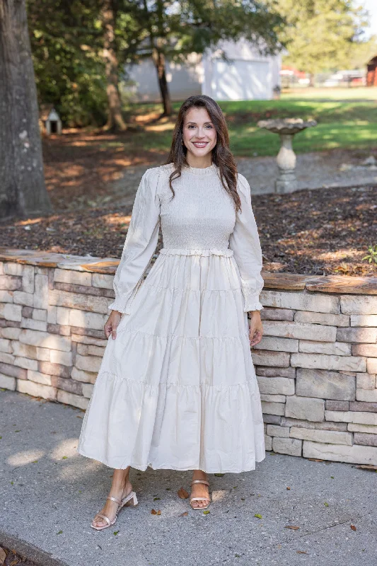 Midnight Madness Elegant Era Cream Maxi Dress