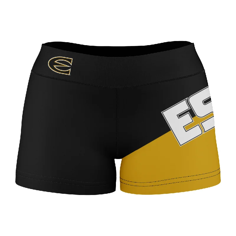 Today’s Deal Emporia State Hornets Game Day Collegiate Leg Color Block Black Gold Optimum Womens Yoga Shorts by Vive La Fete Today’s Deal Emporia State Hornets Game Day Collegiate Leg Color Block Black Gold Optimum Womens Yoga Shorts by Vive La Fete