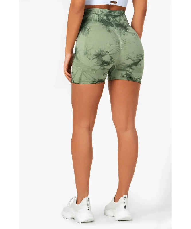 While Supplies Last Famme Tie Dye Scrunch Shorts Light Green