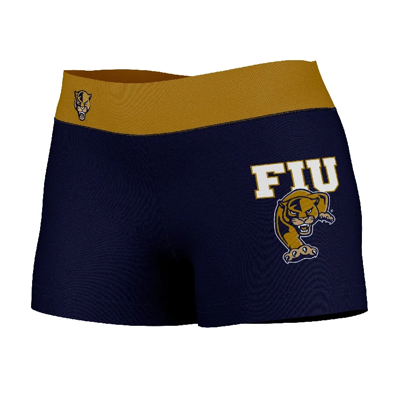 Special Offer FIU Panthers Logo on Thigh & Waistband Blue Gold Womens Yoga Booty Workout Shorts by Vive La Fete Special Offer FIU Panthers Logo on Thigh & Waistband Blue Gold Womens Yoga Booty Workout Shorts by Vive La Fete