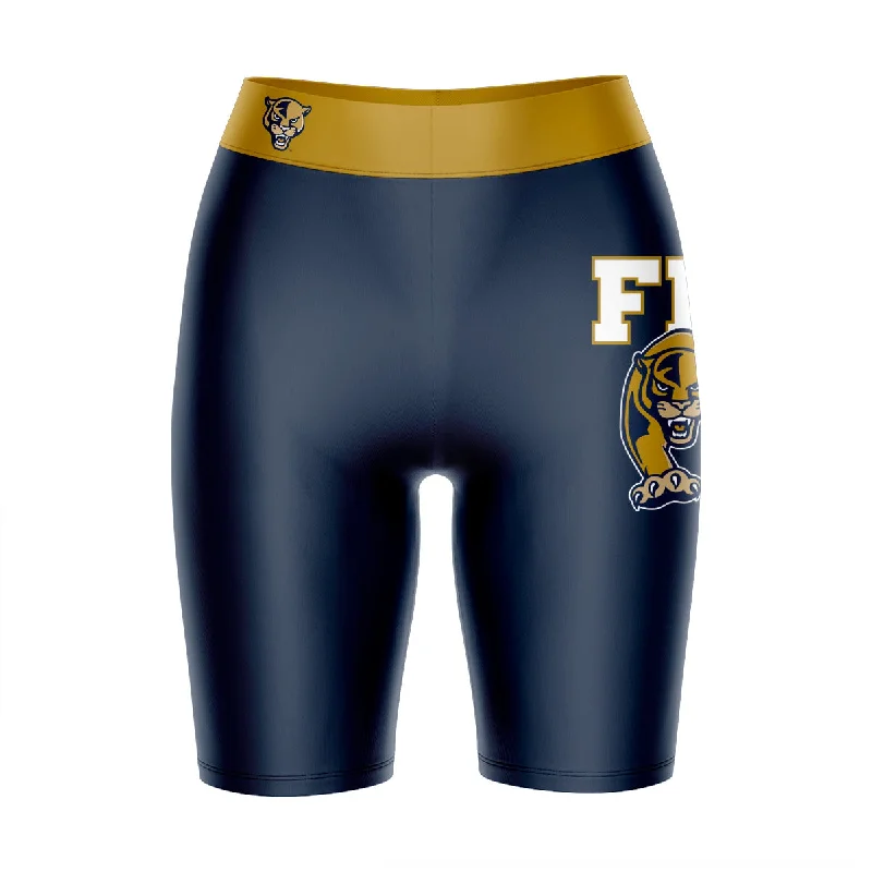 Incredible Offers FIU Panthers Game Day Logo on Thigh and Waistband Blue and Gold Womens Bike Shorts by Vive La Fete Incredible Offers FIU Panthers Game Day Logo on Thigh and Waistband Blue and Gold Womens Bike Shorts by Vive La Fete