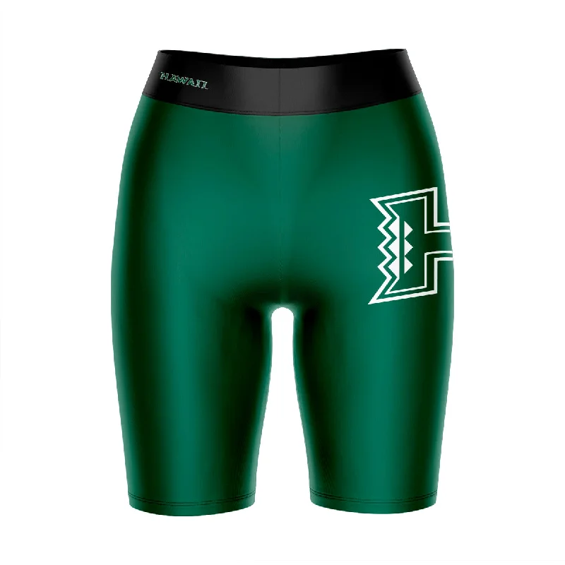 Clearance Items Hawaii Warriors Game Day Logo on Thigh and Waistband Green and Black Womens Bike Shorts by Vive La Fete Clearance Items Hawaii Warriors Game Day Logo on Thigh and Waistband Green and Black Womens Bike Shorts by Vive La Fete