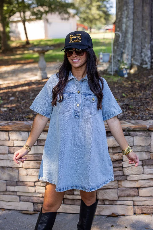 Deal Zone Hello Sweetheart Blue Denim Dress