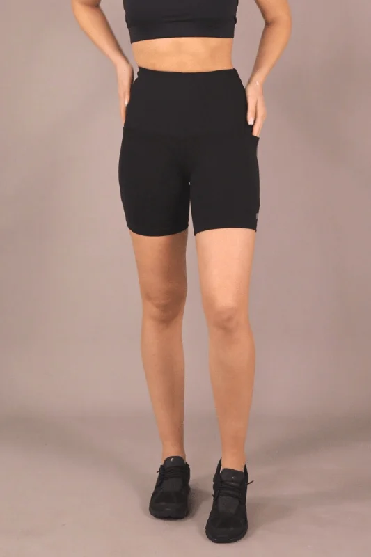 Last Chance High Waist Mid Shorts - Black