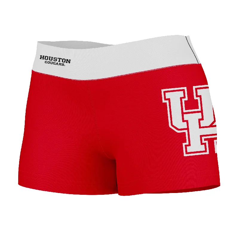Time-Limited Offer Houston Cougars Logo on Thigh & Waistband Red White Womens Yoga Booty Workout Shorts by Vive La Fete Time-Limited Offer Houston Cougars Logo on Thigh & Waistband Red White Womens Yoga Booty Workout Shorts by Vive La Fete