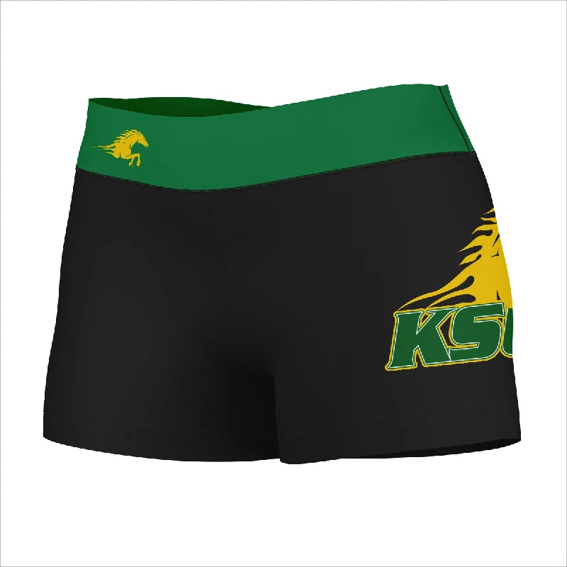 Price Reduction Kentucky State Thorobreds Logo on Thigh & Waistband Black Green Womens Yoga Booty Workout Shorts by Vive La Fete Price Reduction Kentucky State Thorobreds Logo on Thigh & Waistband Black Green Womens Yoga Booty Workout Shorts by Vive La Fete