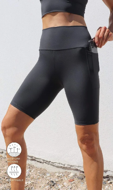 Stock Clearance Liquorice Body Luxe Biker Shorts with Pockets
