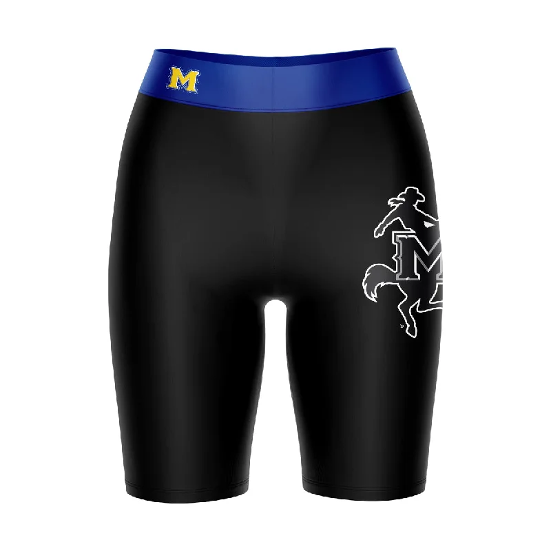 Super Sale McNeese State Cowboys Game Day Logo on Thigh and Waistband Black and Blue Womens Bike Shorts by Vive La Fete Super Sale McNeese State Cowboys Game Day Logo on Thigh and Waistband Black and Blue Womens Bike Shorts by Vive La Fete