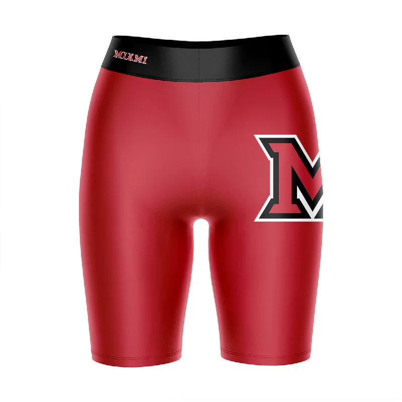 Steals and Deals Miami Ohio RedHawks Game Day Logo on Thigh and Waistband Red and Black Womens Bike Shorts by Vive La Fete Steals and Deals Miami Ohio RedHawks Game Day Logo on Thigh and Waistband Red and Black Womens Bike Shorts by Vive La Fete