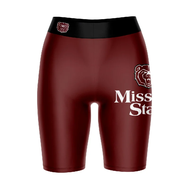 Sale Event Missouri State Bears Game Day Logo on Thigh and Waistband Maroon and Black Womens Bike Shorts by Vive La Fete Sale Event Missouri State Bears Game Day Logo on Thigh and Waistband Maroon and Black Womens Bike Shorts by Vive La Fete