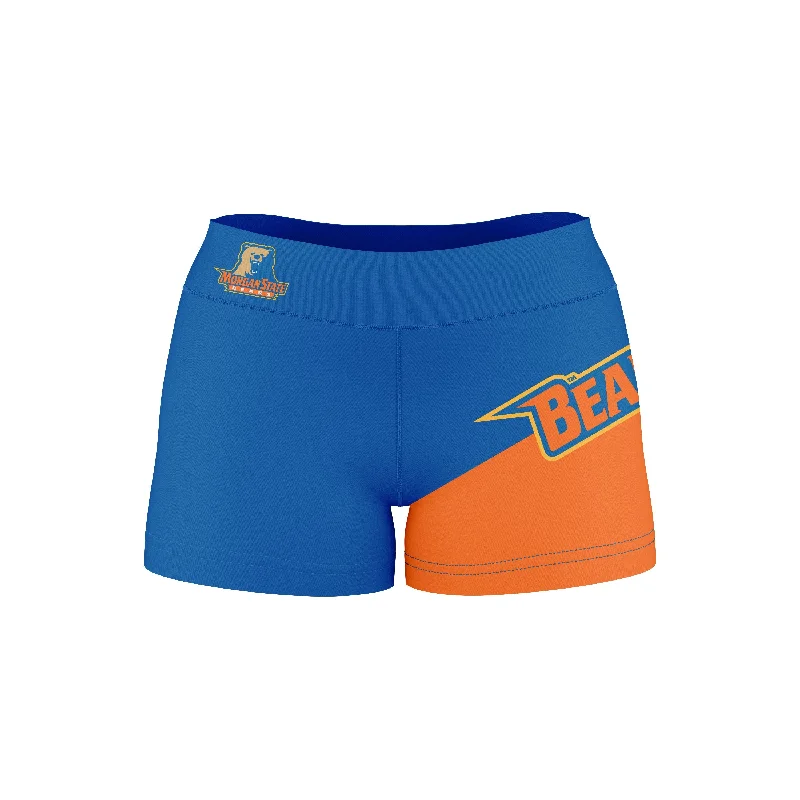 Extra Savings Morgan State Bears Game Day Collegiate Leg Color Block Blue Orange Optimum Womens Yoga Shorts by Vive La Fete Extra Savings Morgan State Bears Game Day Collegiate Leg Color Block Blue Orange Optimum Womens Yoga Shorts by Vive La Fete