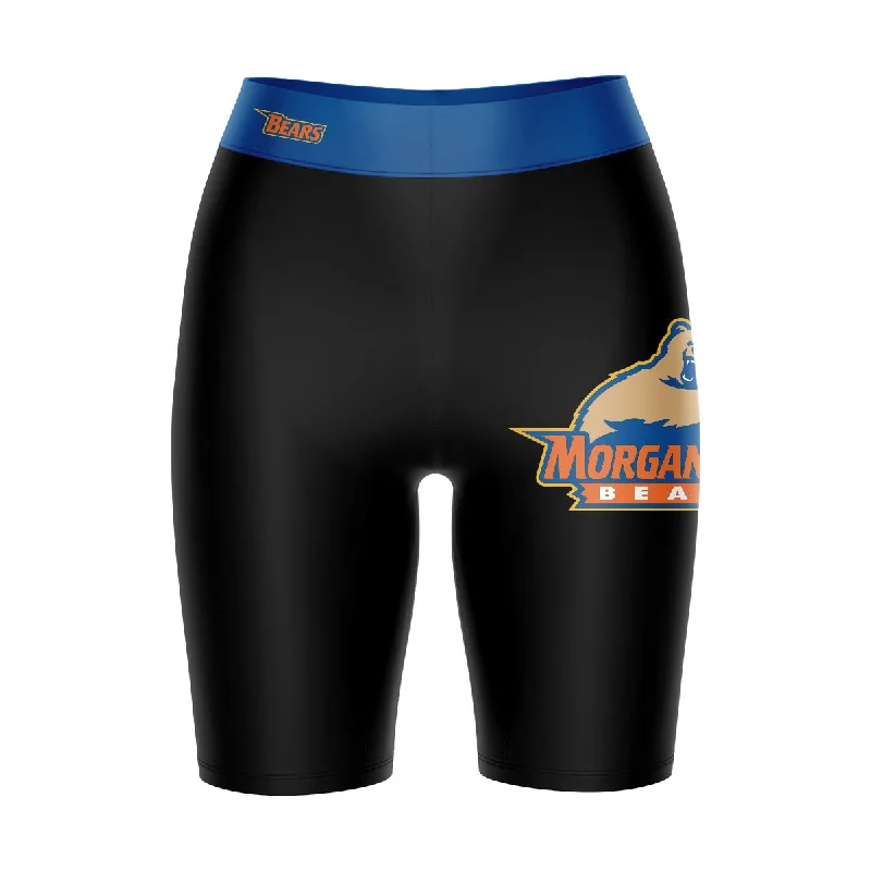 Special Price Morgan State Bears Game Day Logo on Thigh and Waistband Black and Blue Womens Bike Shorts by Vive La Fete Special Price Morgan State Bears Game Day Logo on Thigh and Waistband Black and Blue Womens Bike Shorts by Vive La Fete