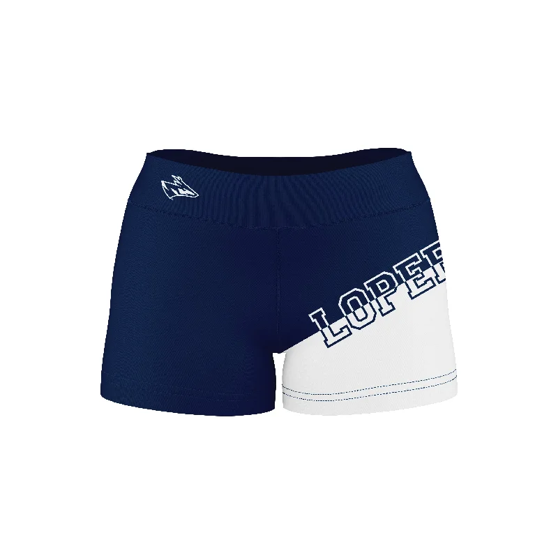 Discount Deals Nebraska-Kearney Lopers UNK Game Day Collegiate Leg Color Block Navy White Optimum Womens Yoga Shorts by Vive La Fete Discount Deals Nebraska-Kearney Lopers UNK Game Day Collegiate Leg Color Block Navy White Optimum Womens Yoga Shorts by Vive La Fete