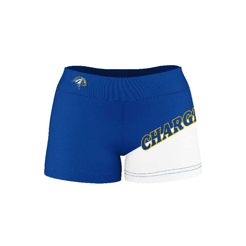 Major Savings New Haven Chargers Game Day Collegiate Leg Color Block Blue White Optimum Womens Yoga Shorts by Vive La Fete Major Savings New Haven Chargers Game Day Collegiate Leg Color Block Blue White Optimum Womens Yoga Shorts by Vive La Fete
