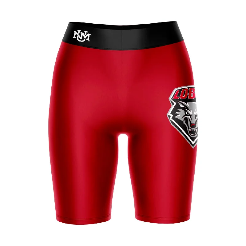 Mega Deal New Mexico Lobos Game Day Logo on Thigh and Waistband Red and Black Womens Bike Shorts by Vive La Fete Mega Deal New Mexico Lobos Game Day Logo on Thigh and Waistband Red and Black Womens Bike Shorts by Vive La Fete