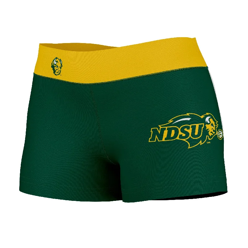 Amazing Deals North Dakota Bison Logo on Thigh & Waistband Green Gold Womens Yoga Booty Workout Shorts by Vive La Fete Amazing Deals North Dakota Bison Logo on Thigh & Waistband Green Gold Womens Yoga Booty Workout Shorts by Vive La Fete