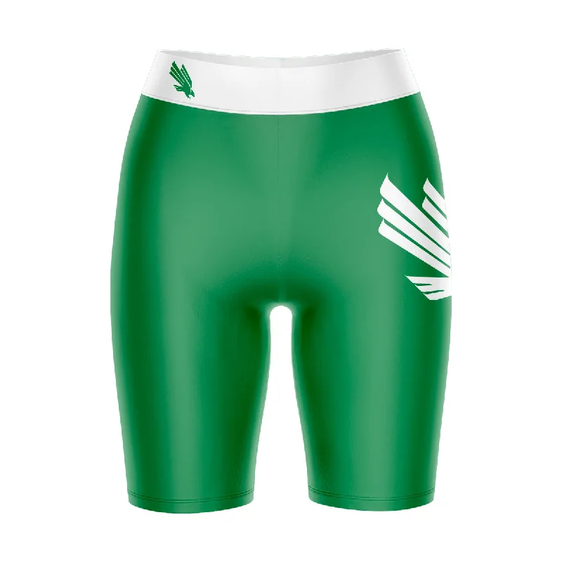 Deal Zone North Texas Mean Green Game Day Logo on Thigh and Waistband Green and White Womens Bike Shorts by Vive La Fete Deal Zone North Texas Mean Green Game Day Logo on Thigh and Waistband Green and White Womens Bike Shorts by Vive La Fete