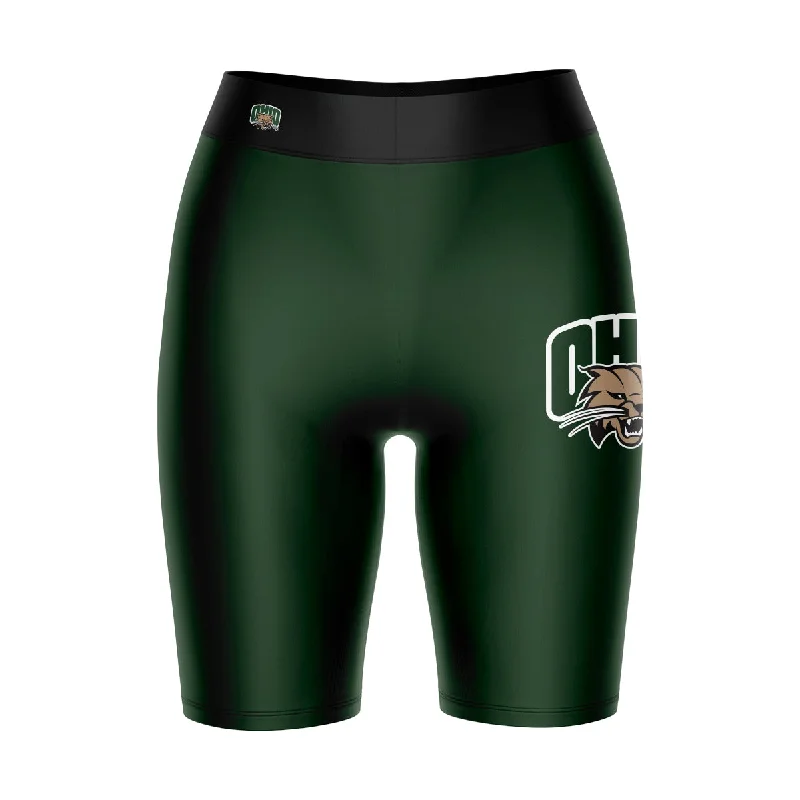 Low Prices Ohio Bobcats Game Day Logo on Thigh and Waistband Green and Black Womens Bike Shorts by Vive La Fete Low Prices Ohio Bobcats Game Day Logo on Thigh and Waistband Green and Black Womens Bike Shorts by Vive La Fete
