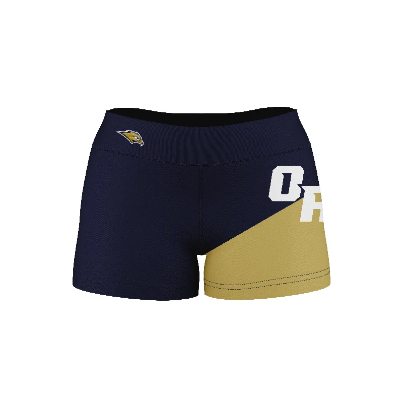 Final Sale Oral Roberts Golden Eagles Game Day Collegiate Leg Color Block Navy Gold Optimum Womens Yoga Shorts by Vive La Fete Final Sale Oral Roberts Golden Eagles Game Day Collegiate Leg Color Block Navy Gold Optimum Womens Yoga Shorts by Vive La Fete