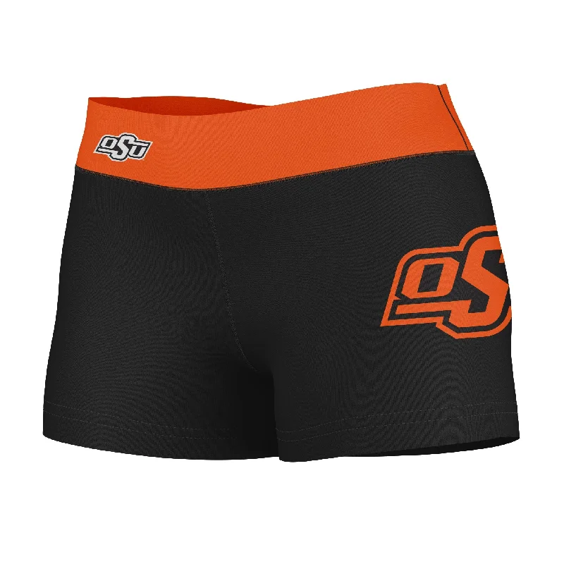 Great Bargains OSU Cowboys Game Day Logo on Thigh and Waistband Black & Orange Womens Yoga Booty Workout Shorts by Vive La Fete Great Bargains OSU Cowboys Game Day Logo on Thigh and Waistband Black & Orange Womens Yoga Booty Workout Shorts by Vive La Fete