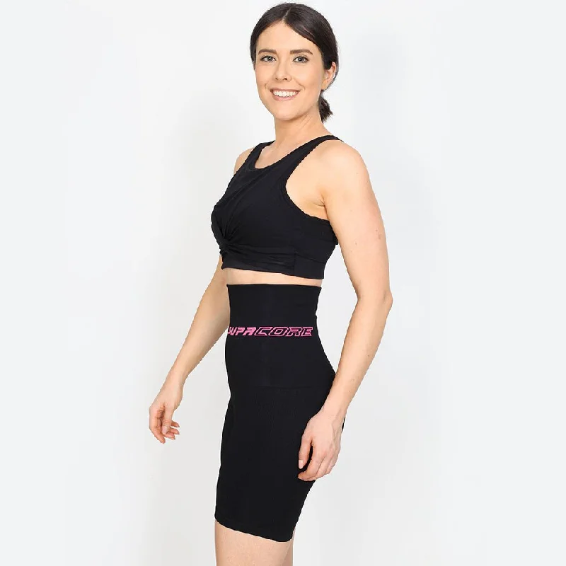 Act Now Patented Nina Women's CORETECH® Postpartum extra high waist Compression Shorts (Black with Pink Logo) Act Now Patented Nina Women's CORETECH® Postpartum extra high waist Compression Shorts (Black with Pink Logo)