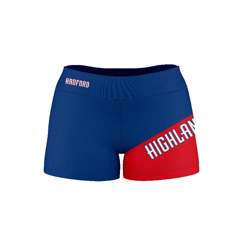 YEAR-End Sale Radford University Highlanders Game Day Collegiate Leg Color Block Blue Red Optimum Womens Yoga Shorts by Vive La Fete YEAR-End Sale Radford University Highlanders Game Day Collegiate Leg Color Block Blue Red Optimum Womens Yoga Shorts by Vive La Fete
