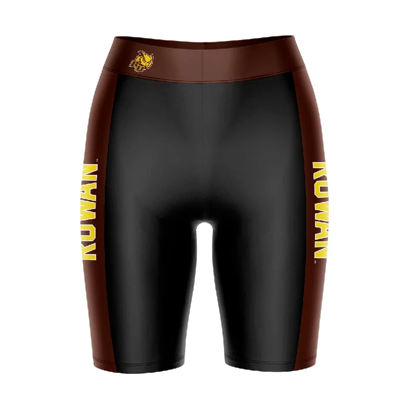 Sale Event Rowan University Profs RU Game Day Logo on Waistband and Brown Stripes Black Womens Bike Shorts by Vive La Fete Sale Event Rowan University Profs RU Game Day Logo on Waistband and Brown Stripes Black Womens Bike Shorts by Vive La Fete