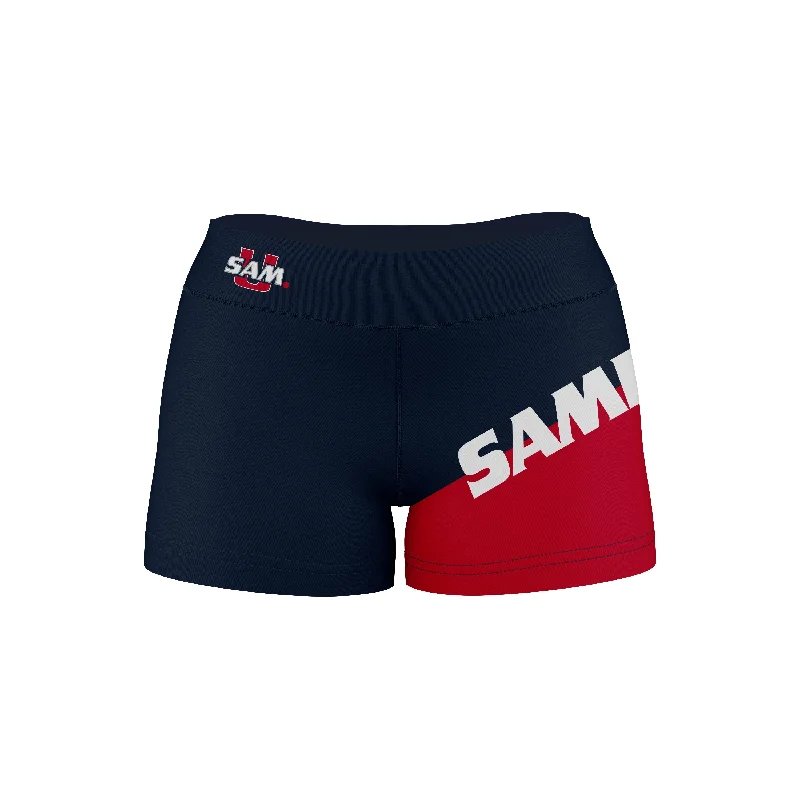 Savings Galore Samford Bulldogs Game Day Collegiate Leg Color Block Navy Red Optimum Womens Yoga Shorts by Vive La Fete Savings Galore Samford Bulldogs Game Day Collegiate Leg Color Block Navy Red Optimum Womens Yoga Shorts by Vive La Fete