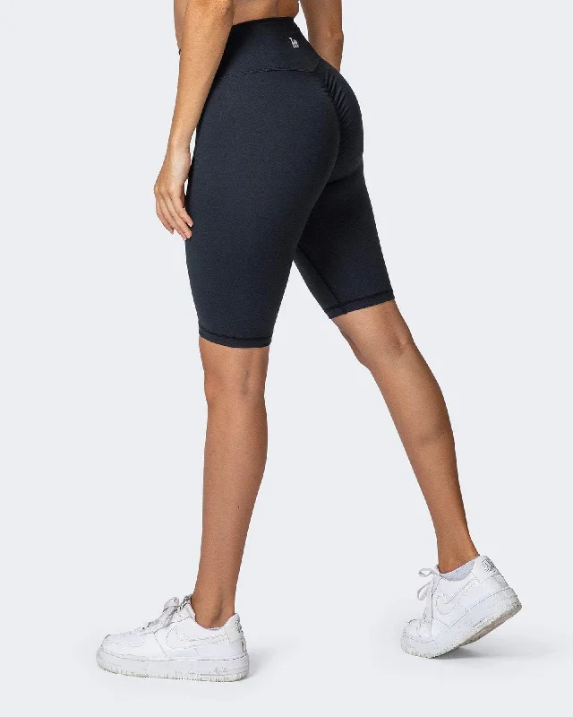 Online Only Signature Scrunch Referee Length Shorts - Black