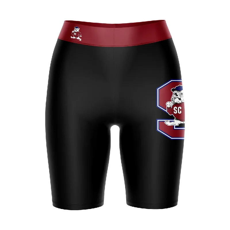 Crazy Deals South Carolina State Bulldogs Game Day Logo on Thigh and Waistband Black and Red Womens Bike Shorts by Vive La Fete Crazy Deals South Carolina State Bulldogs Game Day Logo on Thigh and Waistband Black and Red Womens Bike Shorts by Vive La Fete