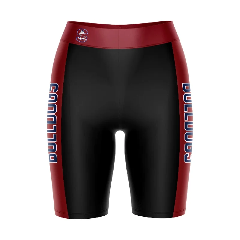Super Bargain South Carolina State Bulldogs Game Day Logo on Waistband and Maroon Stripes Black Womens Bike Shorts by Vive La Fete Super Bargain South Carolina State Bulldogs Game Day Logo on Waistband and Maroon Stripes Black Womens Bike Shorts by Vive La Fete